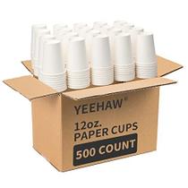 YEEHAW Coffee Cups 12 oz 500 pack, Copos de papel descartáveis brancos, To Go Hot Cups for Coffee , Hot Liquid, Chocolate, Suco, Chá, Quente / Frio Beber Copo de Bebidas, Ideal para Cafés, Bistrôs, Empresas