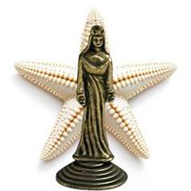 Yemanjá 5 cm com Base Ouro Velho Proteção Amor Materno Força Espiritual