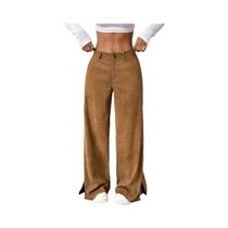YHOPE Calça feminina de veludo casual feminina cor sólida calça reta solta YHOPE Calça feminina de veludo casual feminina cor sólida calça reta solta