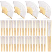 Yinkin Leques Dobráveis de Bambu Branco 21 cm - Pacote com 100 Unidades