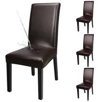 YISUN Dining Chair Covers, Solid Pu Leather impermeável e à prova de óleo Stretch Chair Protector Cover Slipcover (Deep Coffee, 4 Pack)