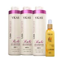 Ykas Escova Progressiva Rubi (3 x 1 litro) + Ykas Botox Líquido Tratamento 250ml