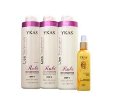 Ykas Escova Progressiva Rubi (3 x 1 litro) + Ykas Botox Líquido Tratamento 250ml