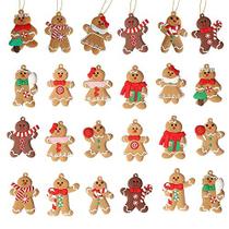 YMWEI202188 24 Pack Natal Gingerbread Ornamentos Set for Tree, Tree Hanging Ornaments, Decoração, Homem de Gengibre com Cordas Estatueta Natal 12X2, Multicolor