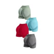 Yoga Básico 4pcs Marled Knit Scrunch Butt Wideband cintura sem costura Sports Shorts