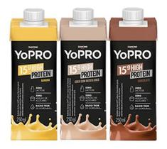 Yopro Bebida Lactea Com 15g De Proteína 250ml Whey Kit 3 unidades