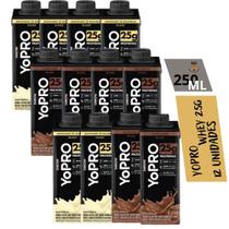 Yopro Danone Whey 250ml 25g Proteína - 12 Unidades Baunilha e Chocolate - Danone Yopro Bebida Energética Láctea