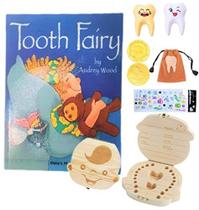 Yoriko 7 Peças Tooth Fairy Kit Set com livro ilustrado, suporte de dente, moeda de fada de dente, adesivo, bolsa de carteira de lembrança que segura os dentes (menino)