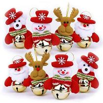 Yosichy Christmas Bell Ornaments Define Cute Santa Snowman Rena Bear for Holiday Party Decor-8PCS