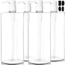 Youngever 4 Pack Pump Bottles para Shampoo 32 Onças (1 Litro), Frascos de Bomba de Shampoo Vazios, Cilindro de Plástico com Bombas à Prova de Vazamento de Bloqueio (Bomba Branca)