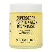 Youth To The People Superberry Hydrate + Glow Dream Mask - Máscara facial vegana hidratante com ácido hialurônico + vitamina C antioxidante para brilho da pele - Anti-Envelhecimento Durante a Noite Tratamento - Beleza Limpa (2oz)
