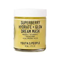 Youth To The People Superberry Hydrate + Glow Dream Mask - Máscara facial vegana hidratante com ácido hialurônico + vitamina C antioxidante para brilho da pele - Anti-Envelhecimento Durante a Noite Tratamento - Beleza Limpa (2oz)