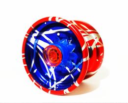 Yoyo Profissional Metal Azul com Vermelho de Rolamento ioio Pró