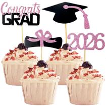 YuBoBo 2026 Topos para Cupcakes de Formatura 48 Peças YuBoBo 2026 Topos para Cupcakes de Formatura 48 Peças