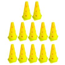Z12x Mini Cone Sinalização Esportivo 23cm Agilidade Furado AMARELO