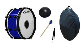 Zabumba 20x18" Dupla Afin Pele Leitosa AZUL Com Capa e Acess