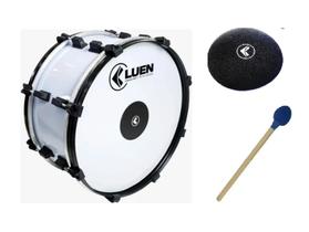 Zabumba Luen 20x18 Alumicolor Branco Pele Leitosa Dupla Afinação + Acessórios