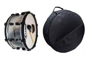 Zabumba Prata 20x18" Dupla Afin Pele Leitosa+PAD+Capa Extra