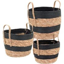 Zagora Cesta Fibra Preto 3Pç Zagora Cesta Fibra Preto 3Pç