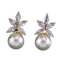 Zakol claro marquise zircão imitação pérola brincos temperamento nupcial festa de casamento jóias Zakol claro marquise zircão imitação pérola brincos temperamento nupcial festa de casamento jóias