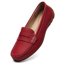 Zapatillas Mocasines de Cuero Rojas Cómodas y Ligeras para Mujer KORDAL, Sin Cordones, Elegantes para Oficina y Uso Diario, Talla 8 M US