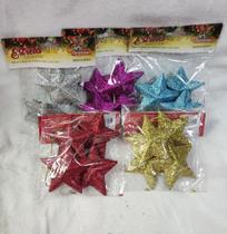 Zc881 enfeite natal glitter estrela contem 04 unidades - Art Christmas