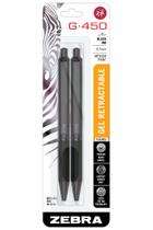 Zebra Pen G-450 Caneta de Gel Retrátil, Barril de Latão Preto, Ponto Médio, 0,7 mm, Tinta Preta, 2 Contagem (Pacote de 1) (49512), Preto, Recarregável