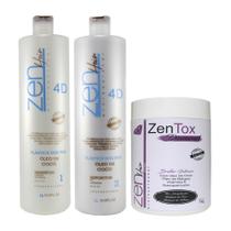 Zen Hair Escova 4d coco E Queratina + Zentox Branco 3x1litro