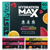 ZestLytes Hydration MAX Mistura de Eletrólitos em Pó 40 Sticks