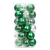 ZHMTang 30ct 1.97''/50mm Despedaçados Ornamentos de bola de Natal claros ornamentos decorativos Xmas Baubles Delicadas Decorações de Bolas (Verde)