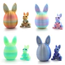 ZIFMDYE 4 Ovos de Páscoa com Coelhinho em 3D Impressos, 4 Peças, Brinquedos Fidget