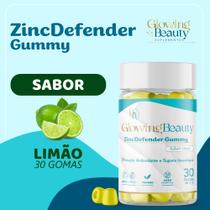 ZincDefender Gummy Zinco + Vitamina C Sabor Natural Limão 30 Gomas Imunidade Glowing Beauty