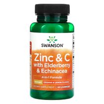 Zinco e Vitamina C Swanson 60 Past Sabor Sabugueiro e Equinácea-laranja e Limão Importado