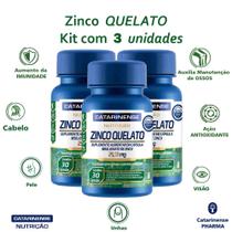 Zinco Quelado Concentrado 29,59mg 90 caps Catarinense Pharma Kit 3 un
