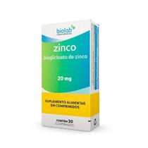 Zinco Quelato Bisglicinato 20mg 30 Comprimidos Biolab