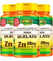 Zinco Quelato Original 500mg 3 X 60 Cápsulas - Unilife