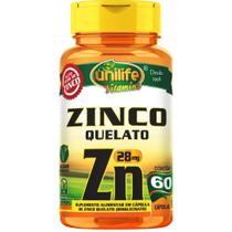 Zinco Quelato Puro 28mg Vegan - 60 Cápsulas Unilife