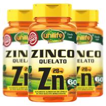 Zinco Quelato ZN 60 Cápsulas de 600mg kit com 3
