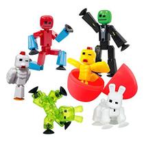Zing Stikbot 6 Pack Blind Pack, conjunto de 6 figuras de ação colecionáveis Mystery Color Stikbot, inclui 2 stikbots, 2 coelhos e 2 galinhas, criar animação stop motion, para crianças com idades entre 4 e acima