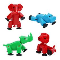 Zing Stikbot Safari 4 Pack, conjunto de 4 figuras de ação colecionáveis Stikbot, inclui 1 leão, 1 elefante, 1 hipopótamo e 1 rinoceronte, criar animação stop motion