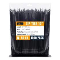 Zip Ties Albo Black 30 cm, pacote 1000, 22 kg, resistência à tração Zip Ties Albo Black 30 cm, pacote 1000, 22 kg, resistência à tração