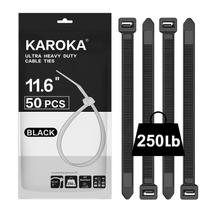 Zip Ties Karoka Heavy Duty 250 libras, resistência à tração 11,6 polegadas