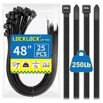 Zip Ties LOCKLOCK Heavy Duty Outdoor 48 polegadas e 250 libras, pacote com 25
