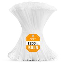 Zip Ties RAZCC 1200 unidades de cabo de 30 cm de nylon branco pesado