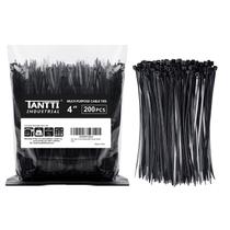 Zip Ties Tantti Supply 10 cm, pequeno, preto, pacote com 200, 8 kg, elástico