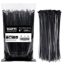 Zip Ties Tantti Supply 20 cm pretas, pacote com 100 unidades, 22,68 kg de tração