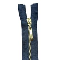 Ziper 80cm metal fino dourado cursor palito 1 und