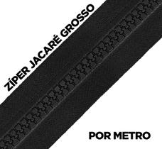 Zíper Jacaré Grosso Preto