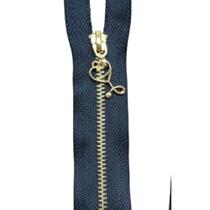 Ziper metal fino 3 80cm dourado pingente esteto para jaleco varios tamanhos 1 und