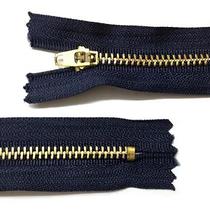 Ziper Metal Ouro Fixo 12cm 50 Uni Cursor Preto Marinho Nybc